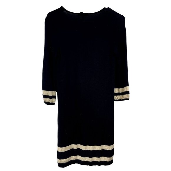 Lilly Pulitzer Size Small 100% Merino Wool Black Dress Cream Stripes - Picture 7 of 7